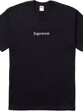 Supreme x Swarovski Crystals Box Logo Tee Black SS19 Size Large